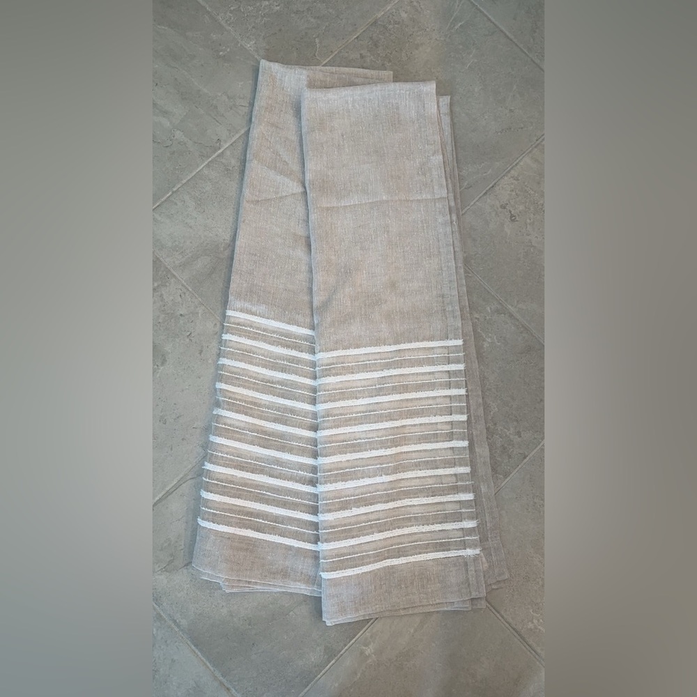 Sonoma shabby tan with white detail stripes L 48” H 84” curtain panel